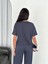 Osy Modal Yumuşak Dokulu Kumaş Bisiklet Yaka T-Shirt Bol Paça Pantalon Ikili Takım -Antrasit 5