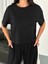 Osy Modal Yumuşak Dokulu Kumaş Bisiklet Yaka T-Shirt Bol Paça Pantalon Ikili Takım -Siyah 1