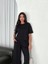 Osy Modal Yumuşak Dokulu Kumaş Bisiklet Yaka T-Shirt Bol Paça Pantalon Ikili Takım -Siyah 5