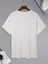 20/1 Penye Compack Palmiye Ön Baskılı Oversize Bisiklet Yaka Kısa Kol Yazlık T-Shirt - Beyaz 4