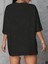 20/1 Penye Compack Baskılı Oversize Kahve Desenli Kadın Kısa Kol Yazlık T-Shirt - Siyah 3