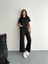 Osy Modal Yumuşak Dokulu Kumaş Kısa Kollu Yakalı T-Shirt Pantalon Ikili Takım- Siyah 5