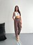Tencel Kadın Yüksel Bel Rahat Boru Paça Pantalon - Kahverengi 1