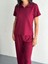 Osy Modal Yumuşak Dokulu Kumaş Kısa Kollu Yakalı T-Shirt Pantalon Ikili Takım- Bordo 1
