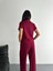 Osy Modal Yumuşak Dokulu Kumaş Kısa Kollu Yakalı T-Shirt Pantalon Ikili Takım- Bordo 5