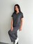 Osy Modal Yumuşak Dokulu Kumaş Kısa Kollu Yakalı T-Shirt Pantalon Ikili Takım- Antrasit 4