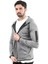 Erkek Fermuarlı Kapüşonlu Slim Fit Sweatshirt Füme - 24K 078 1