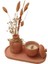 Dekoratif 3'lü Set Oval Tepsi , Çizgili Vazo, Kokulu Soya Wax Mum / Mum Seti / Mini Kuru Çiçek Vazosu 1