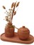Dekoratif 3'lü Set Oval Tepsi , Çizgili Vazo, Kokulu Soya Wax Mum / Mum Seti / Mini Kuru Çiçek Vazosu 2