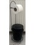 Lüks Sıyah Banyo Mutfak Çöp Kovası Metal Standlı Tuvalet Wc Kağıtlık Seti 3