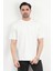 Erkek Bisiklet Yaka Pamuklu T-Shirt Beyaz - 2610 1