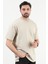 Erkek Bisiklet Yaka Pamuklu T-Shirt Taş - 2610 1