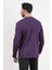 Erkek V Yaka Düğme Detaylı Dokulu Sweatshirt Mor - 5524 4