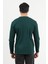 Erkek V Yaka Düğme Detaylı Dokulu Sweatshirt Koyu Yeşil - 5524 4