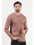 Erkek V Yaka Düğme Detaylı Dokulu Sweatshirt Koyu Bej - 5524 1