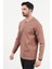 Erkek V Yaka Düğme Detaylı Dokulu Sweatshirt Koyu Bej - 5524 3