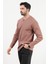 Erkek V Yaka Düğme Detaylı Dokulu Sweatshirt Koyu Bej - 5524 5
