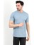 Erkek Bisiklet Yaka %100 Pamuklu Basic T-Shirt Mavi - 2912 1