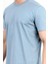 Erkek Bisiklet Yaka %100 Pamuklu Basic T-Shirt Mavi - 2912 2