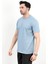 Erkek Bisiklet Yaka %100 Pamuklu Basic T-Shirt Mavi - 2912 3