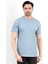 Erkek Bisiklet Yaka %100 Pamuklu Basic T-Shirt Mavi - 2912 5