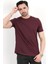 Erkek Bisiklet Yaka Basic %100 Pamuklu T-Shirt Bordo - 25Y 2735 5