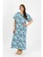 Kadın Büyük Beden Kısa Kol Mavi Anne Gecelik 1377 3
