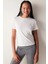 Jakarlı Beyaz Geniş Kalıp Günlük Kullanıma Uygun Nefes Alabilen Kumas Yapısı Bisiklet Yaka Boyfriend Örme Oversize T-Shirt 1