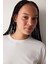 Jakarlı Beyaz Geniş Kalıp Günlük Kullanıma Uygun Nefes Alabilen Kumas Yapısı Bisiklet Yaka Boyfriend Örme Oversize T-Shirt 3