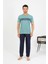 Erkek Pamuk Kısa Kol Pijama Takım Suyeşili 6875 3