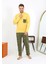 Erkek Uzun Kol Penye Sarı Pijama Takımı 6861 1