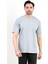 Erkek Bisiklet Yaka Marka Baskılı %100 Pamuklu T-Shirt Açık Gri - 2271-6 1