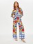 Resort Çiçek Desen Paçası Yırtmaçlı Wide Leg Fit Viskon Pantolon S25PNT045 2