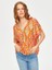 Eteği Sulu Çiçek Desen V Yaka Kısa Kol T-Shirt S25TSH102 2