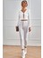 Kadın Beyaz Uzun Kollu Önden Bağlama Detaylı Crop Top Bluz 5