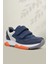 Hakiki Deri Lacivert Gri Çocuk Sneakers Spor Ayakkabı 4