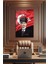 Atatürk Portre ve Türk Bayrağı Dikey Cam Tablo, Modern Duvar Dekoru , Kurum Ofis Iş Hediyelik Tablo 2