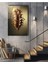 Soyut Gold Sarı Tüy Dikey Cam Tablo 2