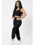 Kadın Siyah Kaşkorse Cepli Jogger Eşofman Altı ve Crop Top Bluz 5