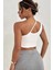 Kadın Beyaz Tek Omuzlu Çapraz Askılı Crop Top Büstiyer 2