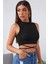 Kadın Siyah Çapraz Bağlamalı Crop Top Büstiyer 3