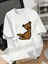 Baskılı Oversize Bisiklet Yaka T-Shirt - Beyaz 1