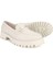 4254 Soft Deri Bej Tokalı Kadın Loafer Ayakkabı 2