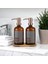 Banyo Mutfak Sıvı Sabunluk Bambu Tepsili 500 ml Cam 2 Li Set 1