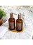 Banyo Mutfak Sıvı Sabunluk Bambu Tepsili 500 ml Cam 2 Li Set 2