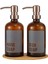 Banyo Mutfak Sıvı Sabunluk Bambu Tepsili 500 ml Cam 2 Li Set 3