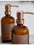 Banyo Mutfak Sıvı Sabunluk Bambu Tepsili 500 ml Cam 2 Li Set 4