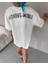 Grip&hug Unisex Bisiklet Yaka Baskılı Oversize T-Shirt - Beyaz 1