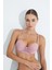 3041 Yağmur Desen Kol Dantelli Push-Up Destekli Sütyen - Bordo - 85 5