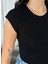 Bisiklet Yaka Slim Fit Sıfır Kol Basic Crop Kadın T-Shirt 2